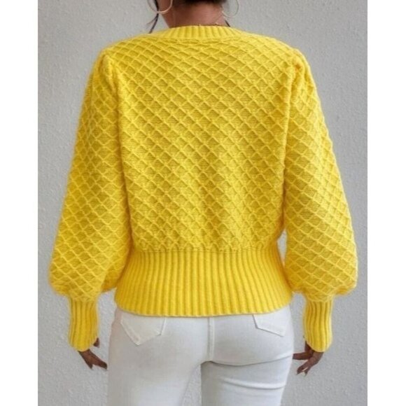 Vibrant Yellow Casual Round Neck Pullovers - Picture 5 of 5
